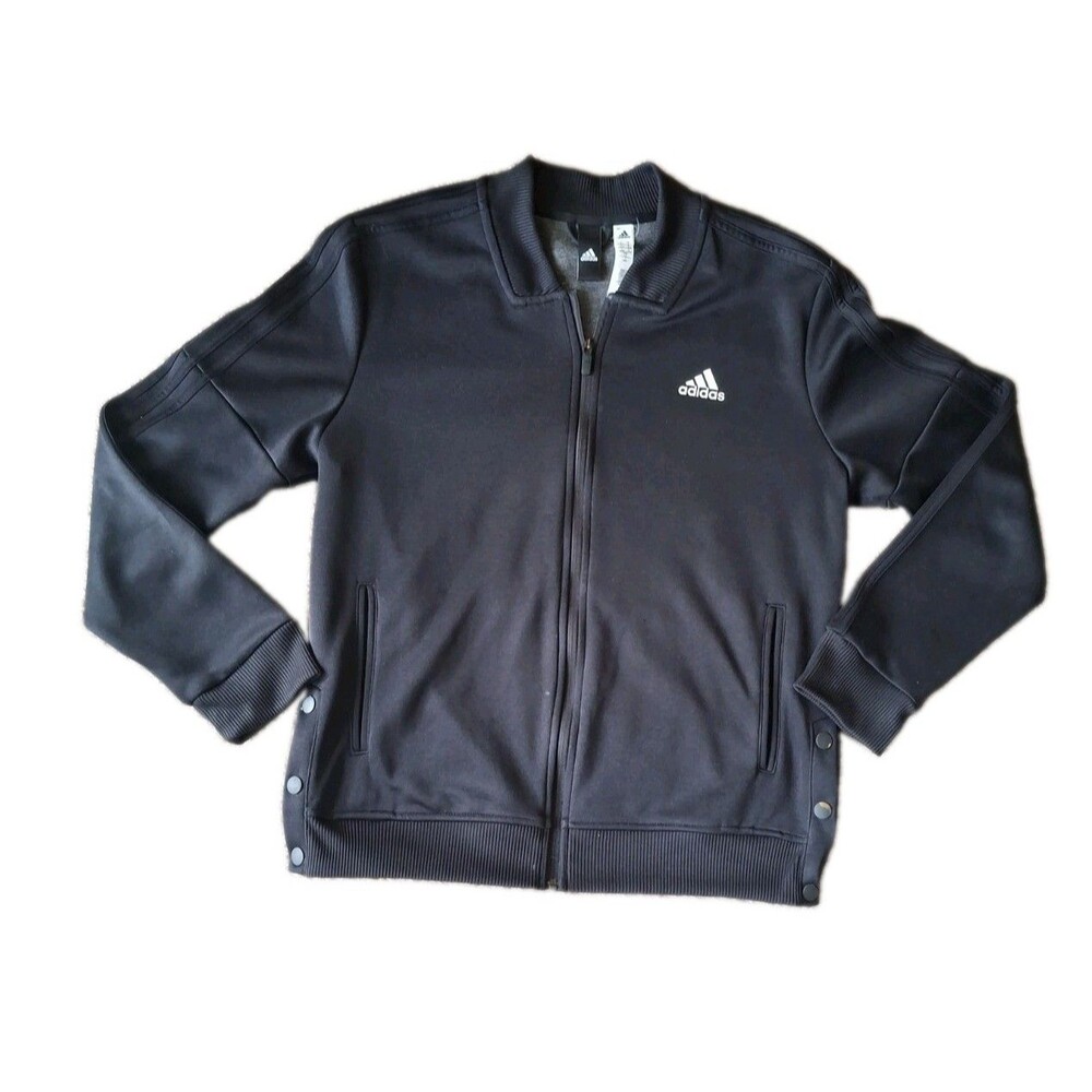 Adidas Tricot Snap It Track Jacket Black Womens Large Athletic Streetwear Chic